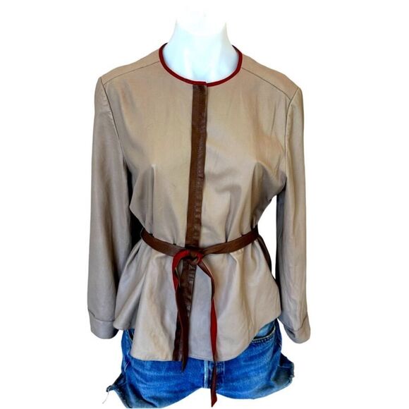 Women's Tan and Brown Jacket - Picture 1 of 4